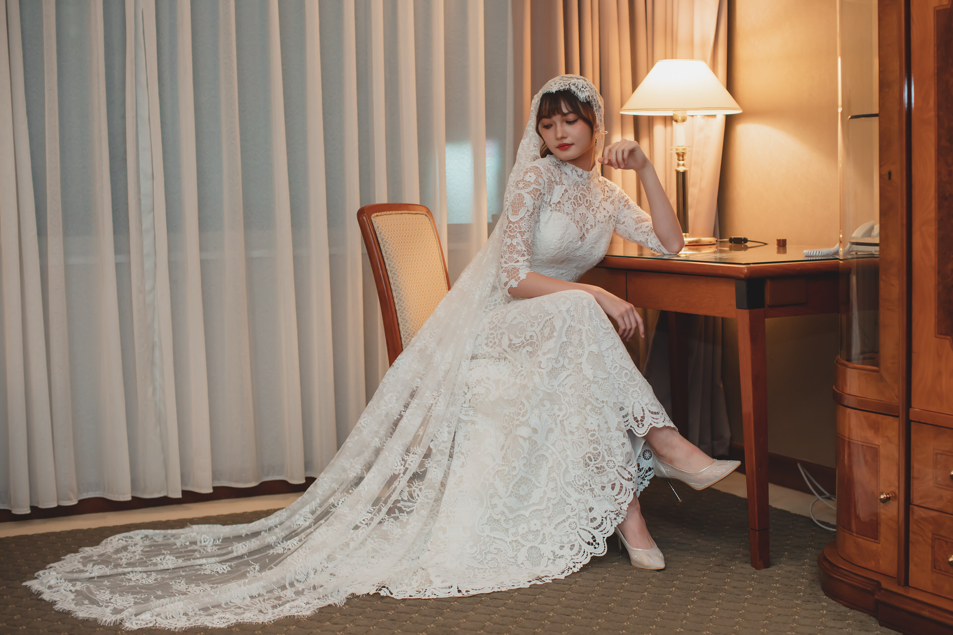 線上禮服 | Bride Collection | A-P138 | 立領蕾絲訂製品牌白紗