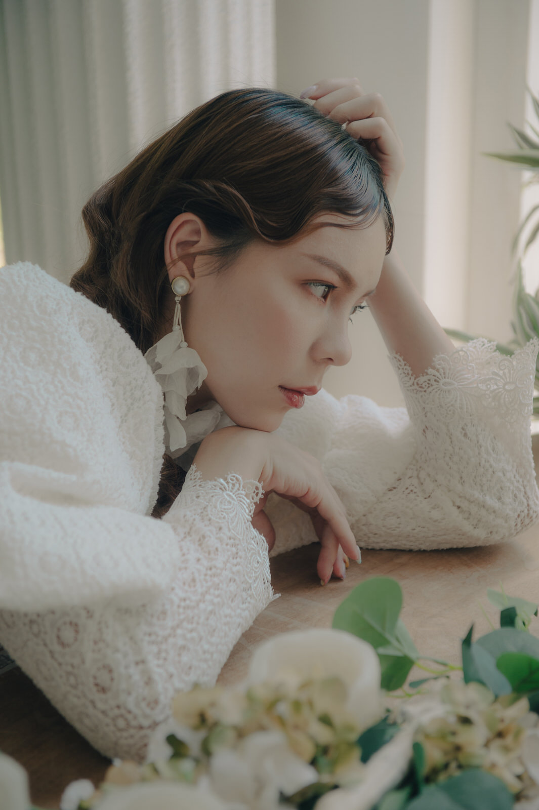 線上禮服 | Bride Collection | A-P137 | 羊腿袖復古蕾絲白紗