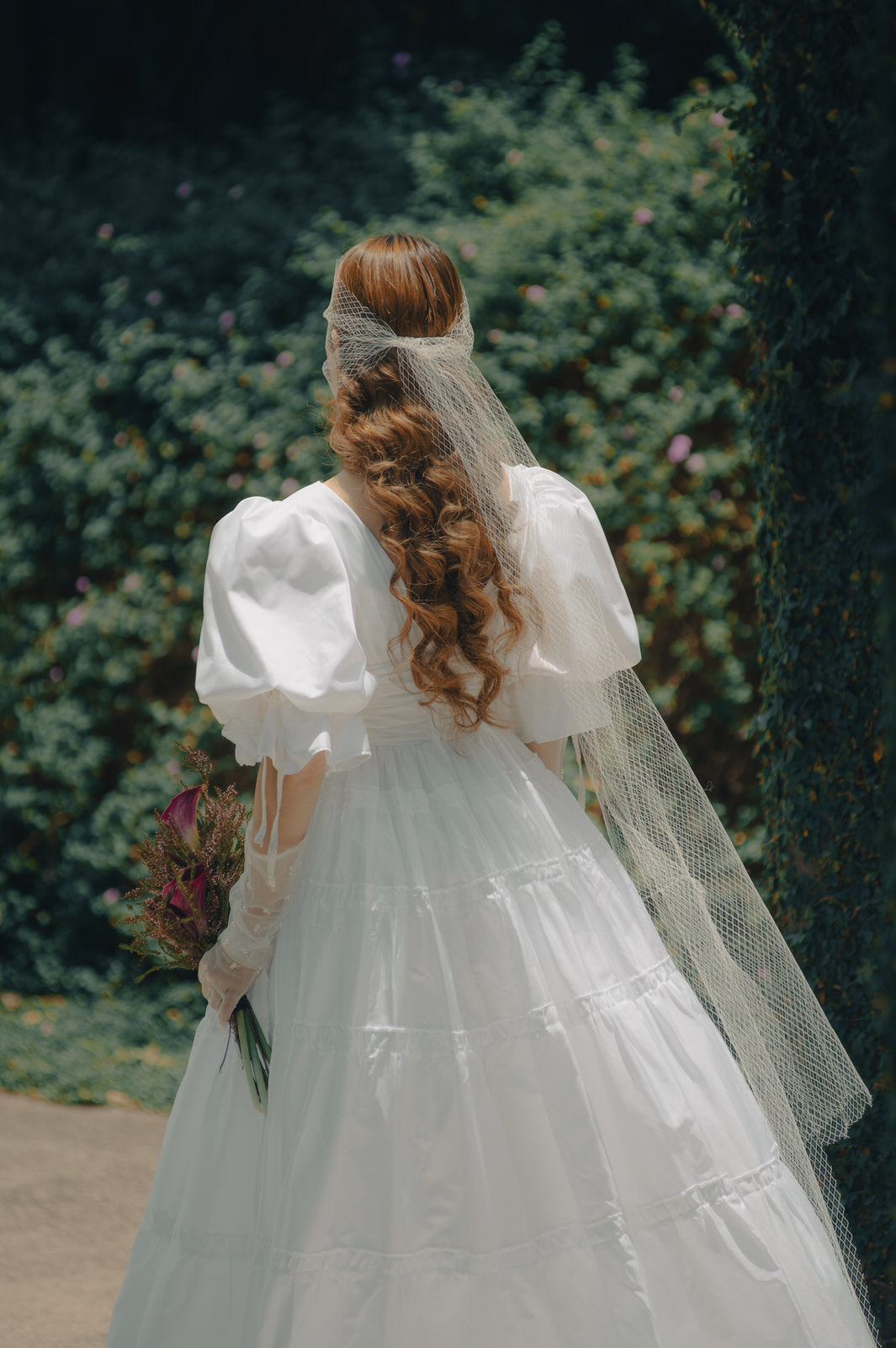 線上禮服 | Bride Collection | A-P140 | 歐式泡泡袖簡約白紗