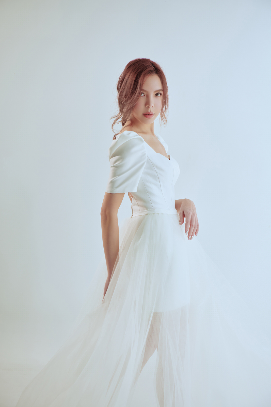 線上禮服 | Bride Collection | A-P145 | 兩件式短裙透視婚紗