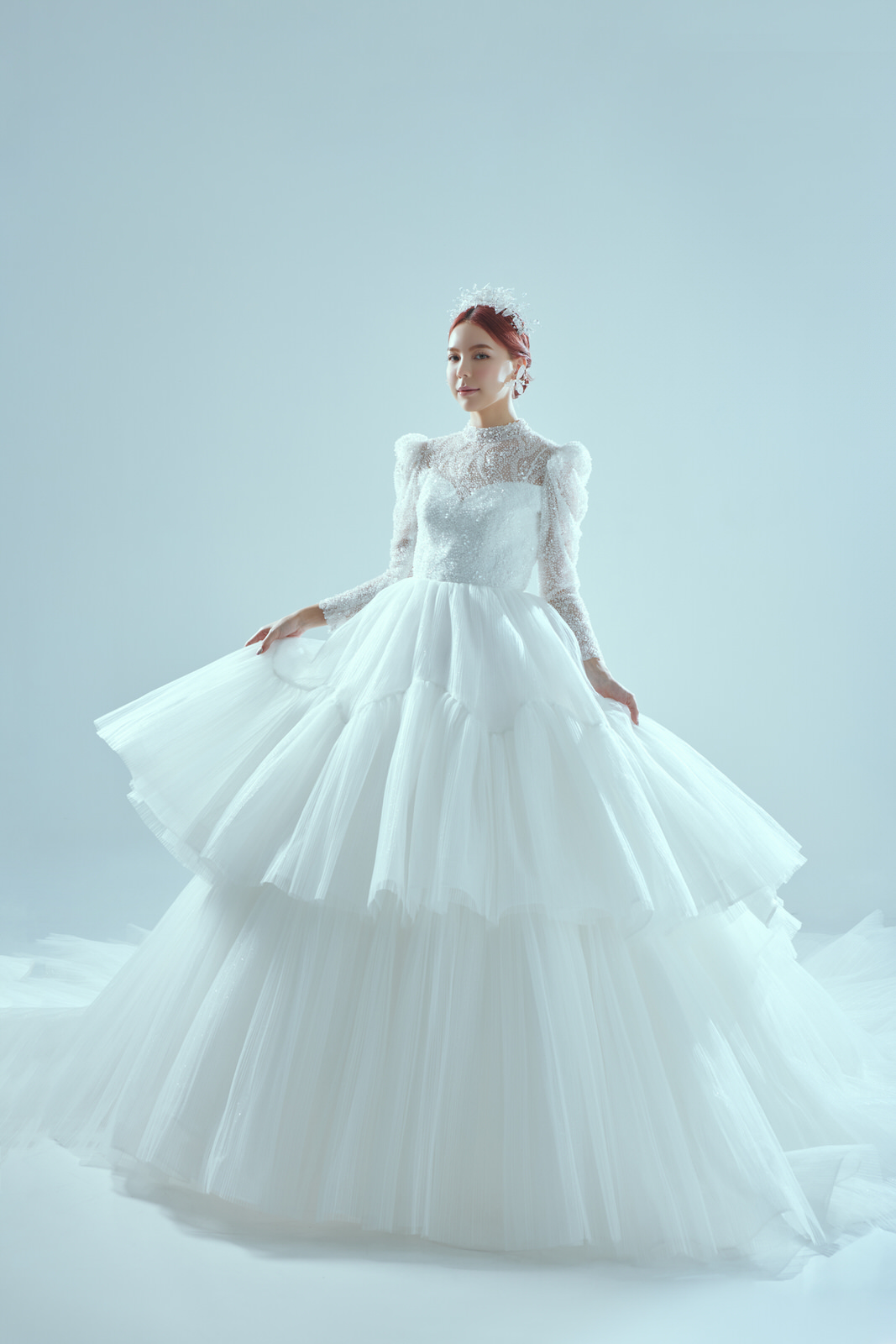 線上禮服 | Bride Collection | A-V098 | 重磅多層次珠工主紗