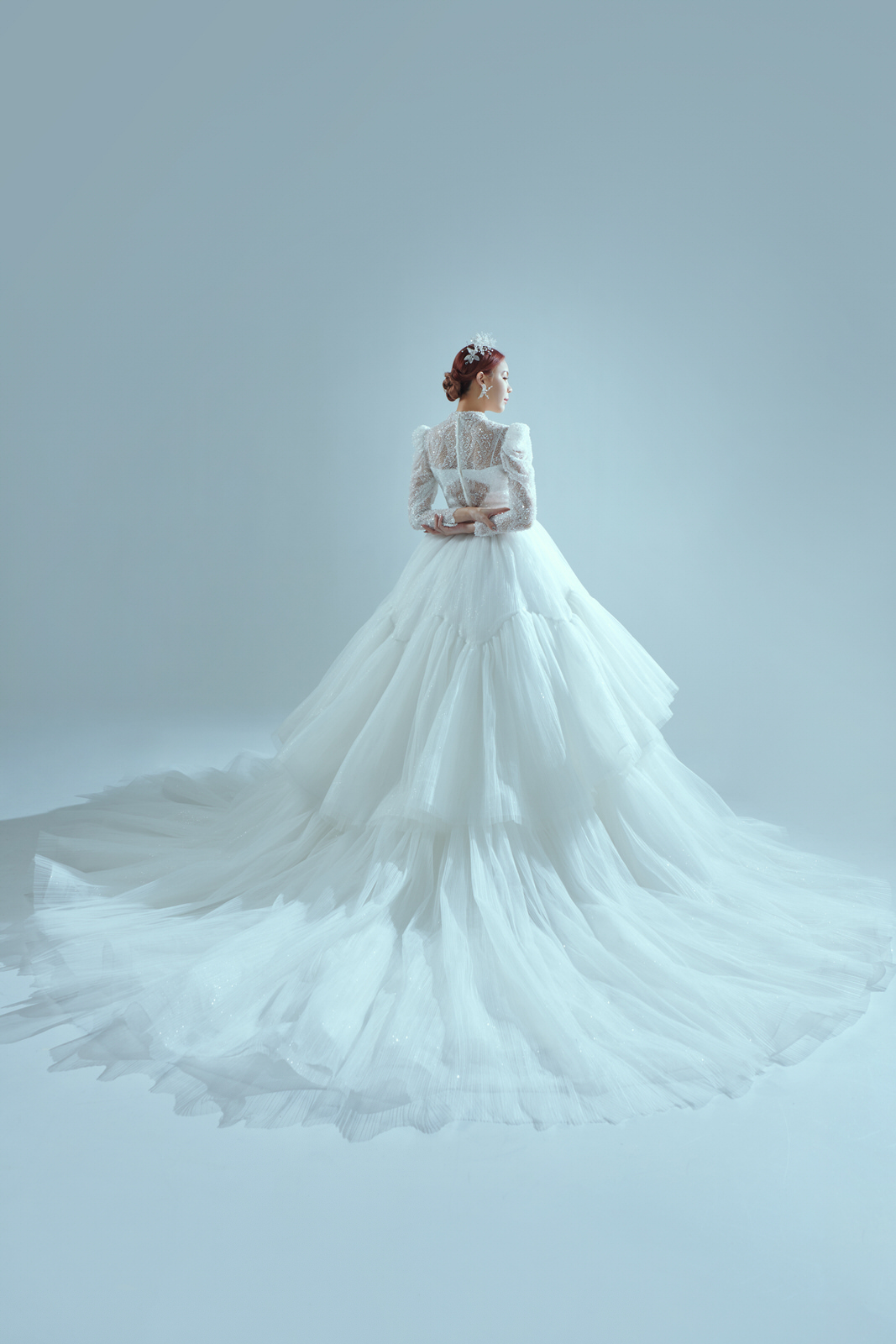 線上禮服 | Bride Collection | A-V098 | 重磅多層次珠工主紗