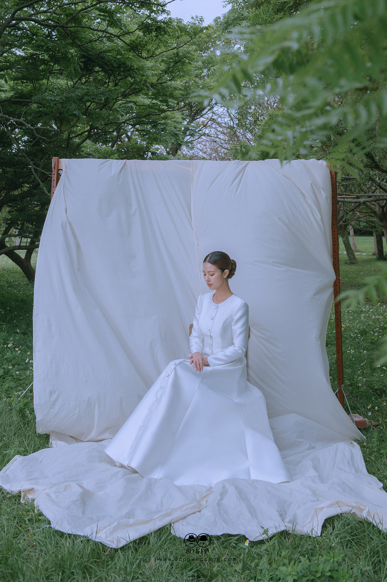 伴伴輕婚紗 | 典雅圓領窄肩收腰A字裙 | 手作系列 | 量身訂製 | 台中婚紗 | 八田伴伴 手作禮服婚物所