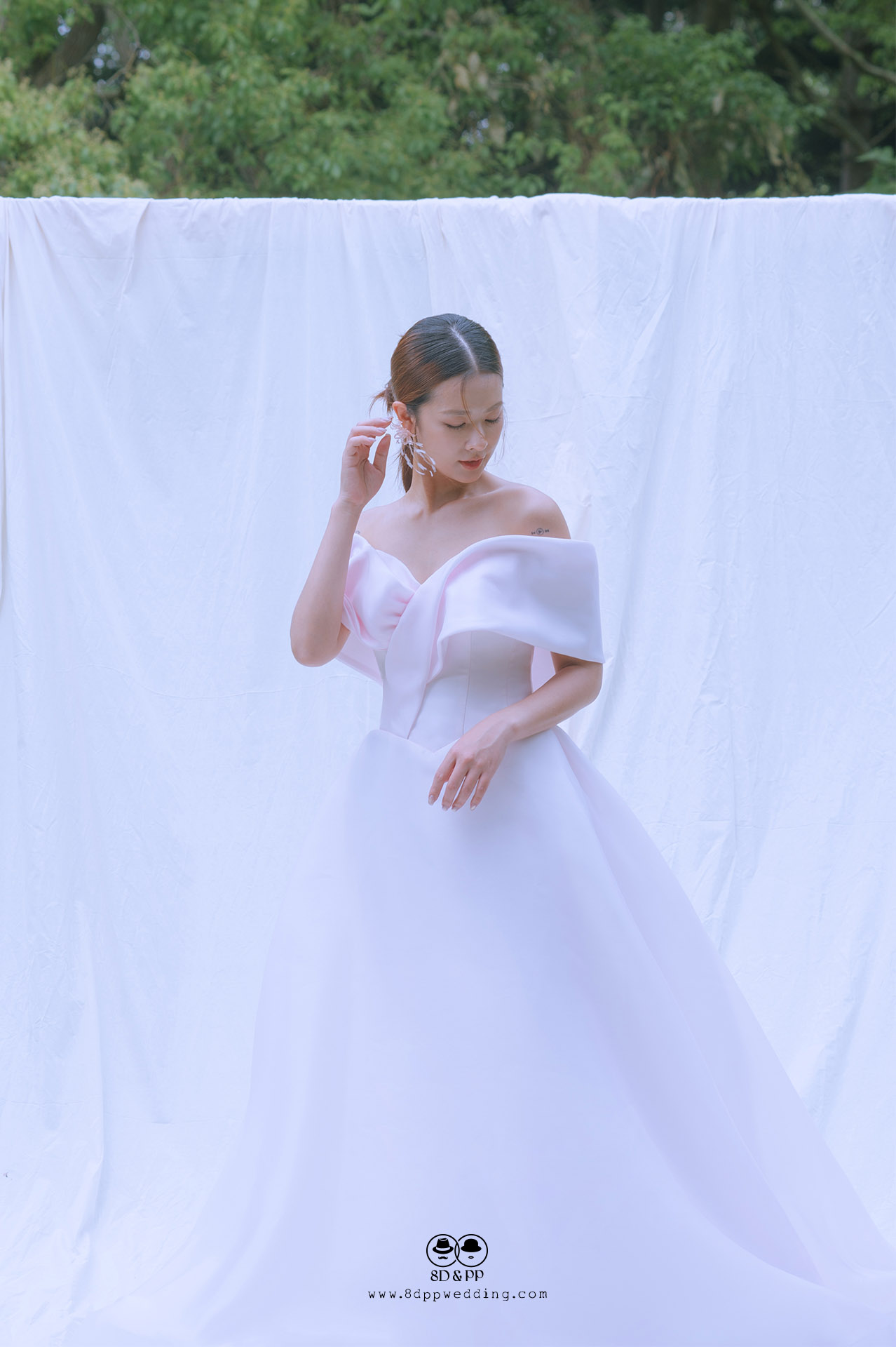 伴伴輕婚紗手作系列 | 粉色極簡落肩禮服 | 禮服租借 | 量身訂製 | 台中婚紗 | 八田伴伴 手作禮服婚物所