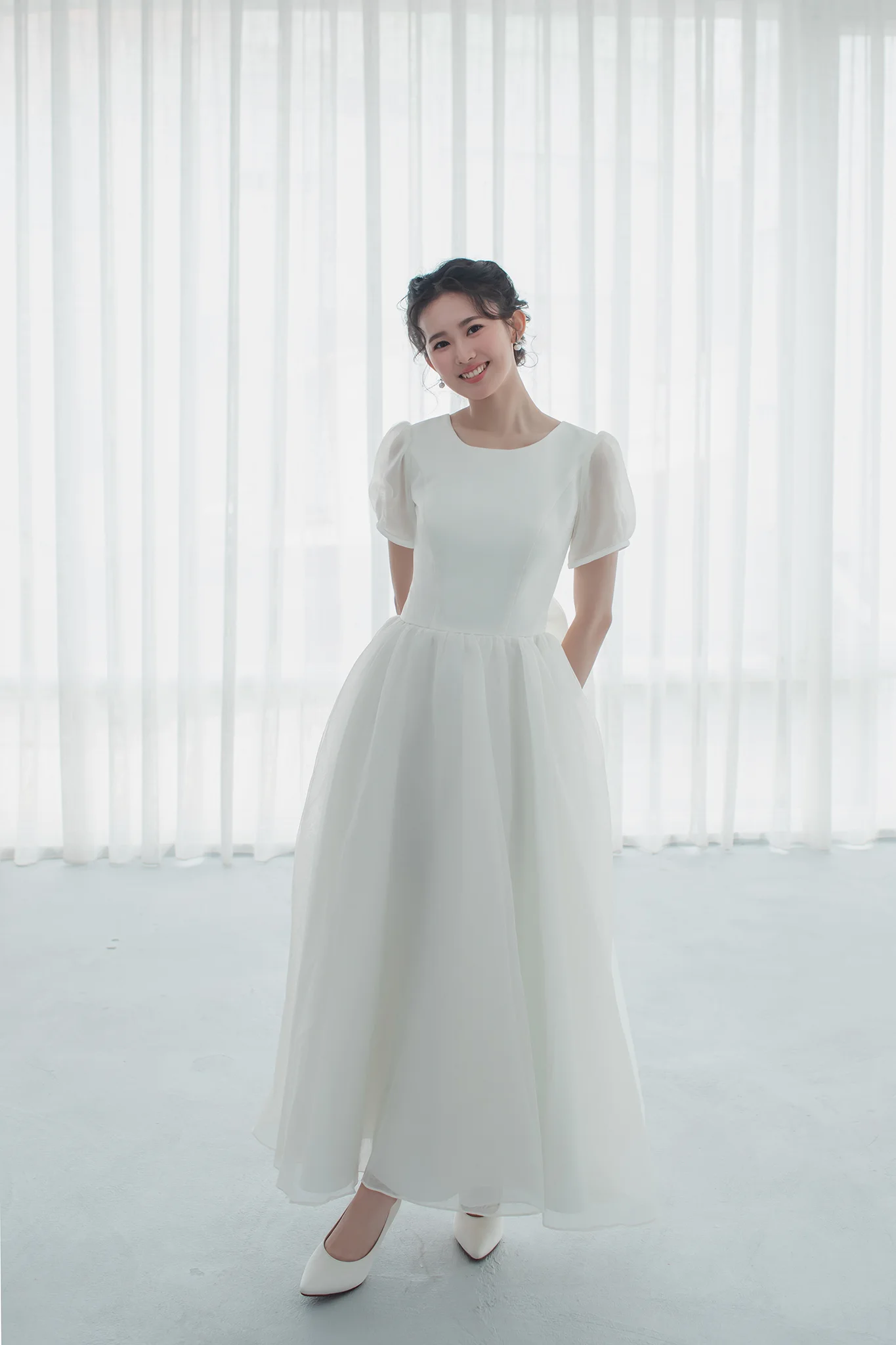 品牌婚紗 | 韓系圓領泡泡袖婚紗 | 禮服租借 | 量身訂製 | 台中婚紗 | 八田伴伴 手作禮服婚物所