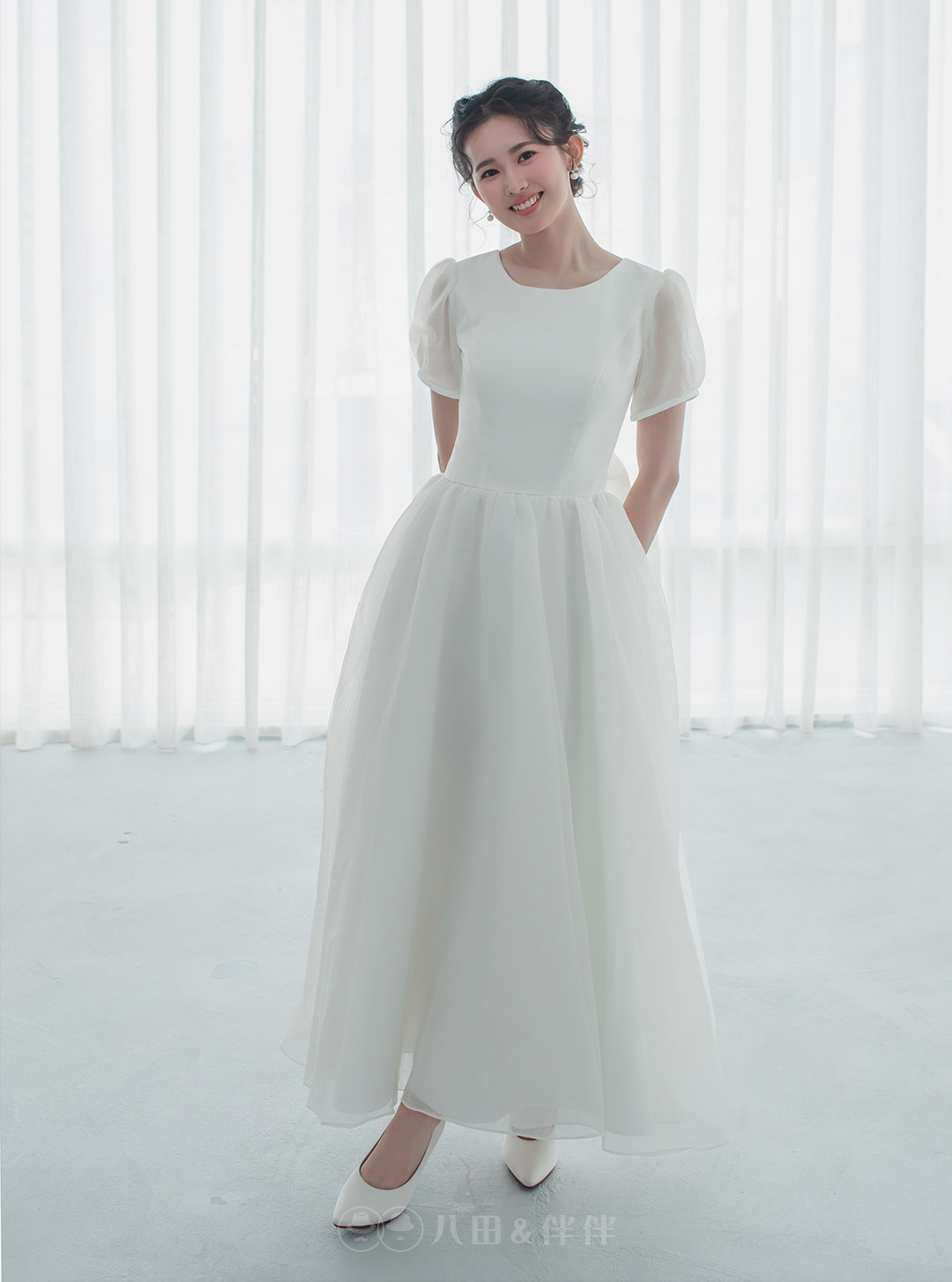品牌婚紗 | 韓系圓領泡泡袖婚紗 | 禮服租借 | 量身訂製 | 台中婚紗 | 八田伴伴 手作禮服婚物所